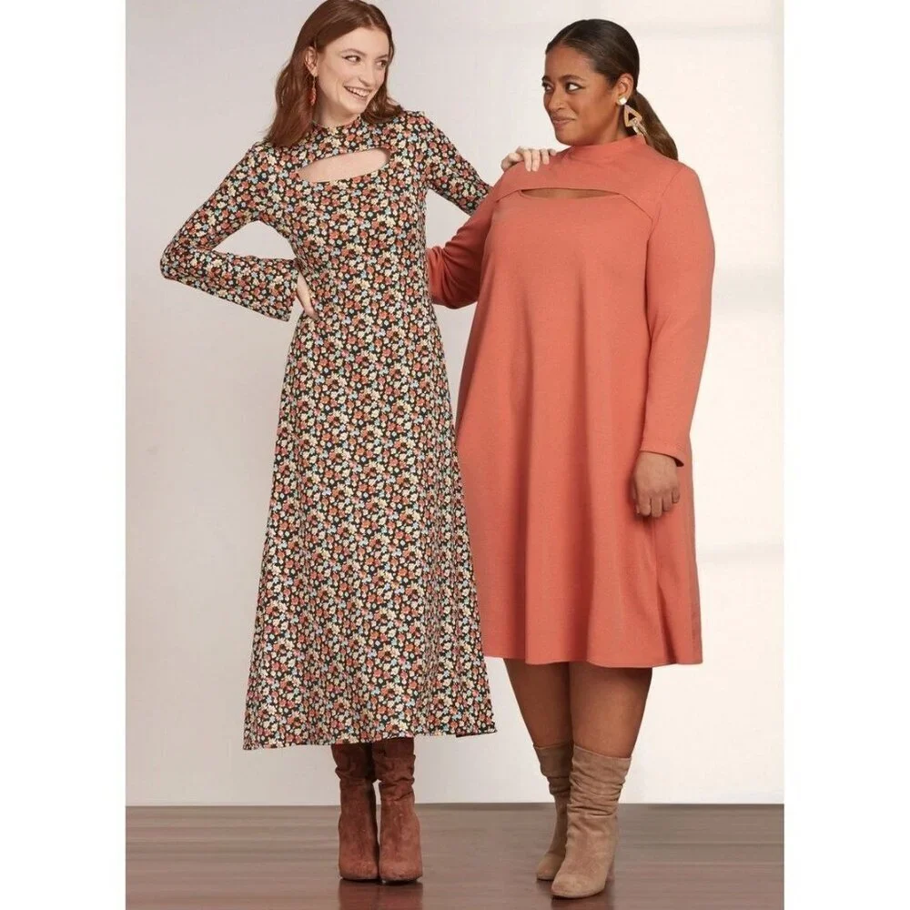 Simplicity Sewing Pattern 9644 R11673 Dress Knit Keyhole‎ Misses Size 10-18